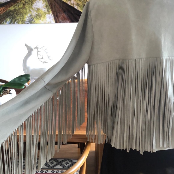 Suede Fringe Jacket. Dove grey S - Picture 9 of 10